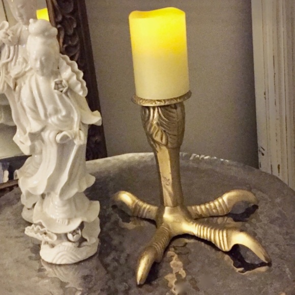 RARE Vintage Brass Claw Foot Candle Holder *923*